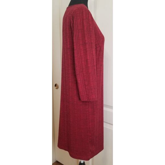 Chico's Career Casual  Heathered Ribbed Knit Detail Dress Sz 0 (S/4) Red Shift - Picture 4 of 6